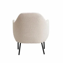 Fauteuil confort en tissu bouclette blanc Amandine
