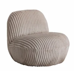 Fauteuil confort en velours côtelé beige écru Johanna