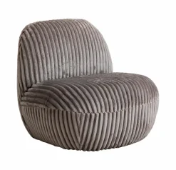 Fauteuil confort en velours côtelé gris Johanna