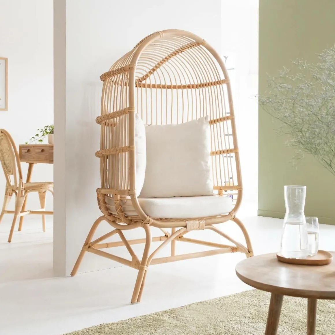 Fauteuil confort haut en rotin Rattan