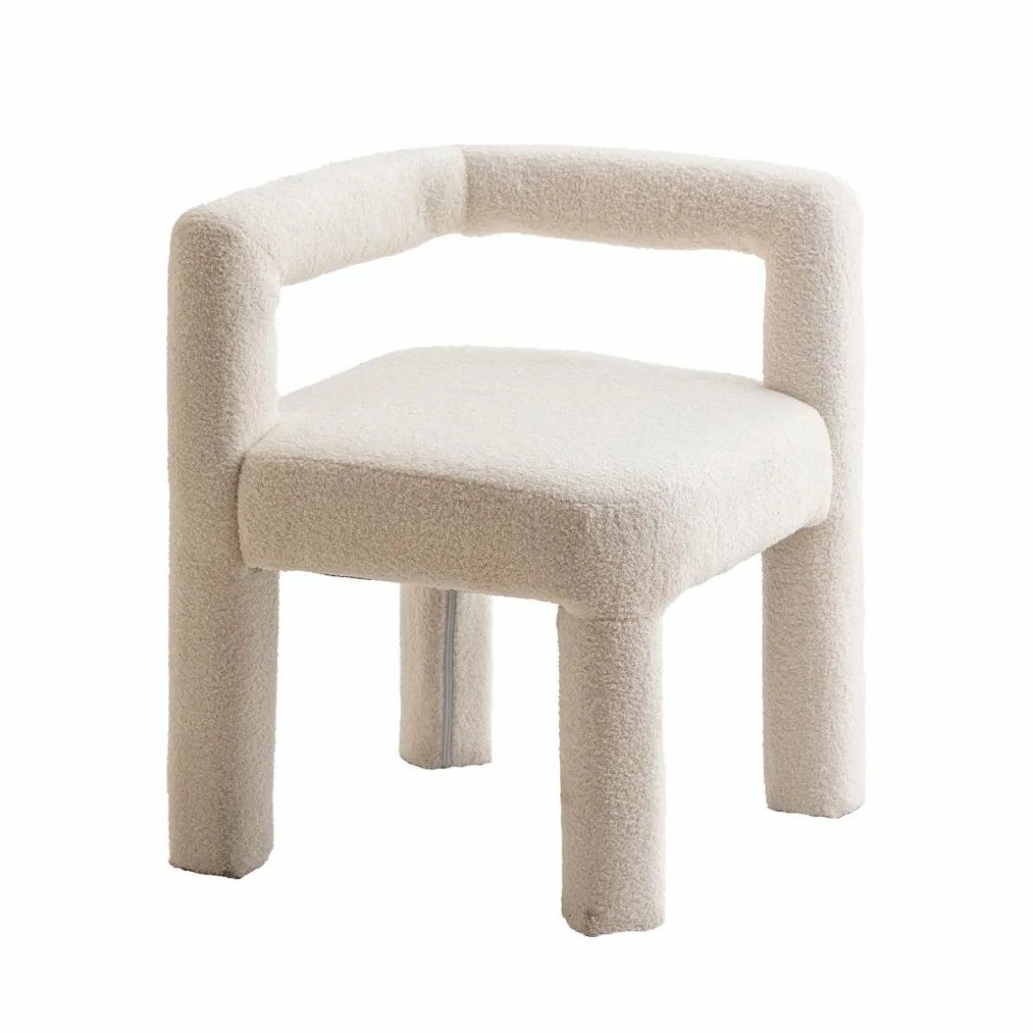 Fauteuil d'angle en tissu bouclette blanc Nora