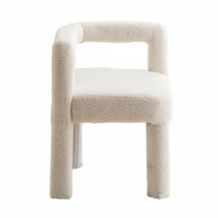 Fauteuil d'angle en tissu bouclette blanc Nora