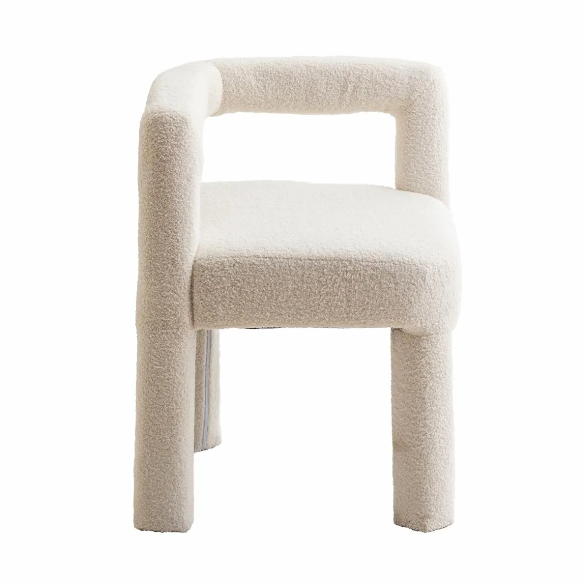 Fauteuil d'angle en tissu bouclette blanc Nora