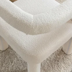 Fauteuil d'angle en tissu bouclette blanc Nora