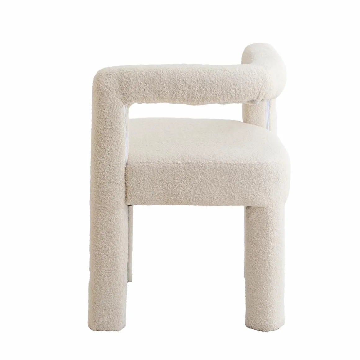Fauteuil d'angle en tissu bouclette blanc Nora