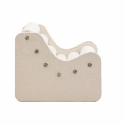 Fauteuil des années 70 en tissu bouclette blanc Athéna