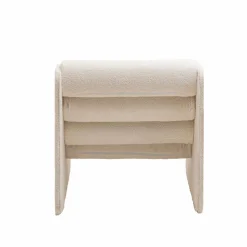 Fauteuil des années 70 en tissu bouclette blanc Athéna