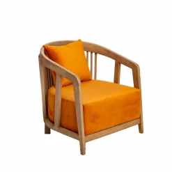 Fauteuil en bois de manguier et velours Térence