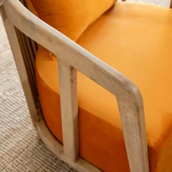 Fauteuil en bois de manguier et velours Térence