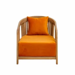 Fauteuil en bois de manguier et velours Térence