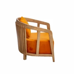 Fauteuil en bois de manguier et velours Térence