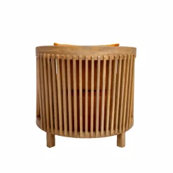 Fauteuil en bois de manguier et velours Térence