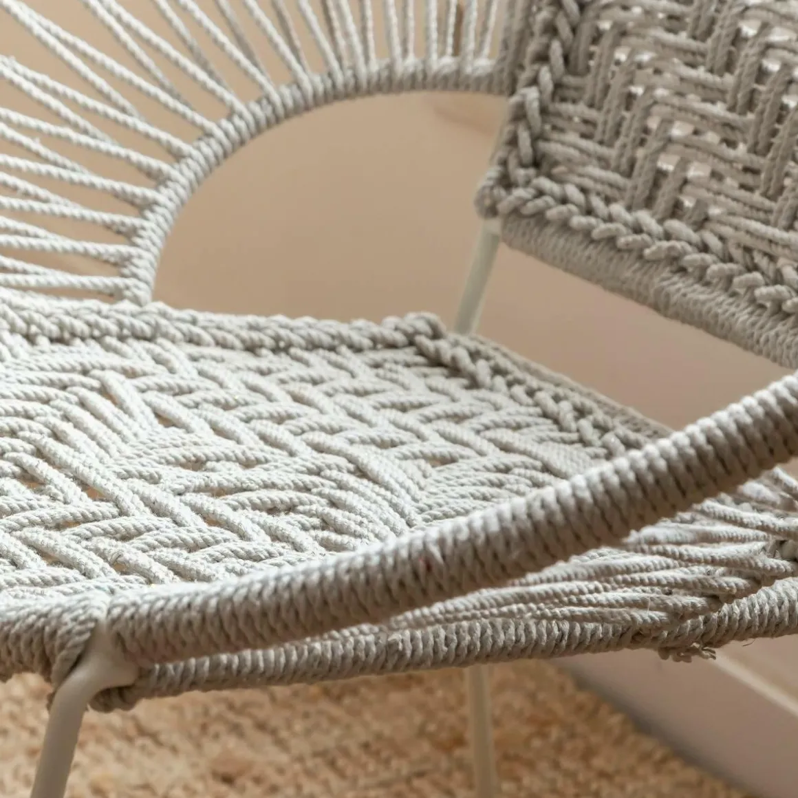 Fauteuil en corde de coton blanc Bélize