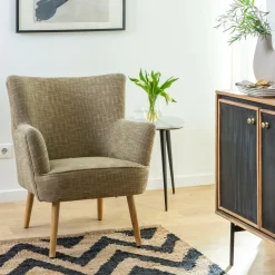 Fauteuil en coton kaki Castille