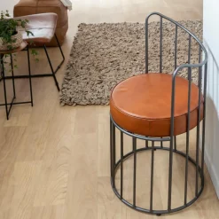 Fauteuil en cuir et métal marron Aly