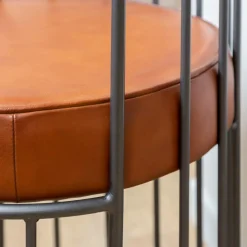 Fauteuil en cuir et métal marron Aly