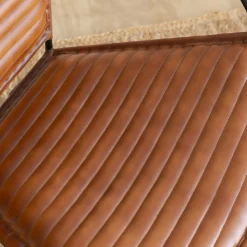 Fauteuil en cuir marron et métal Jaya