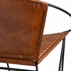 Fauteuil en cuir marron et métal Jaya