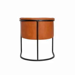 Fauteuil en cuir marron et métal Sacha