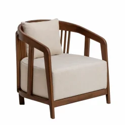 Fauteuil en manguier et en velours Térence