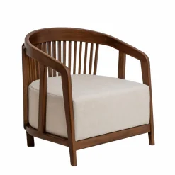 Fauteuil en manguier et en velours Térence