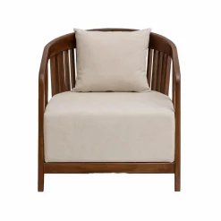 Fauteuil en manguier et en velours Térence