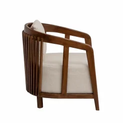 Fauteuil en manguier et en velours Térence