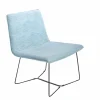 Fauteuil en tissu bleu et métal Isaure