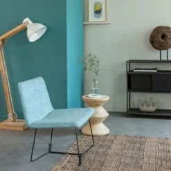 Fauteuil en tissu bleu et métal Isaure