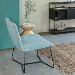 Fauteuil en tissu bleu et métal Isaure