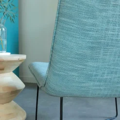 Fauteuil en tissu bleu et métal Isaure