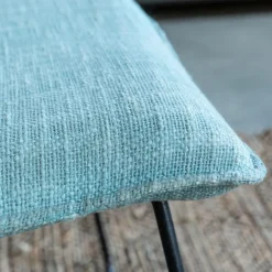 Fauteuil en tissu bleu et métal Isaure