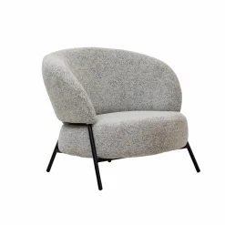 Fauteuil en tissu bouclette gris Aaron