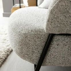 Fauteuil en tissu bouclette gris Aaron