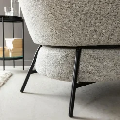 Fauteuil en tissu bouclette gris Aaron