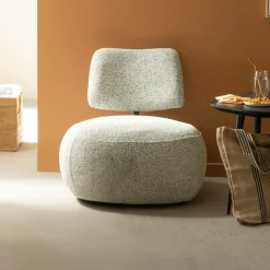 Fauteuil en tissu bouclette avec dossier gris Teresia