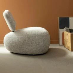 Fauteuil en tissu bouclette avec dossier gris Teresia