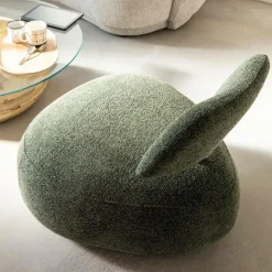 Fauteuil en tissu bouclette avec dossier vert Teresia
