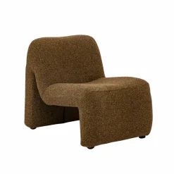 Fauteuil en tissu bouclette marron Ludovic
