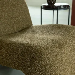 Fauteuil en tissu bouclette marron Ludovic