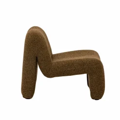 Fauteuil en tissu bouclette marron Ludovic