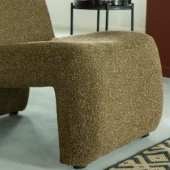 Fauteuil en tissu bouclette marron Ludovic