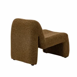 Fauteuil en tissu bouclette marron Ludovic