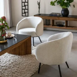 Fauteuil en tissu bouclette confort Orenzo