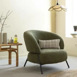 Fauteuil en tissu bouclette Aaron