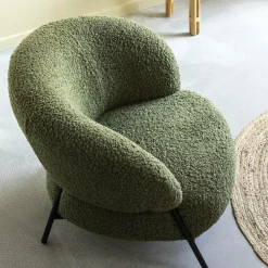 Fauteuil en tissu bouclette Aaron