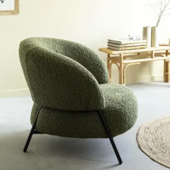 Fauteuil en tissu bouclette Aaron