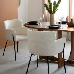 Fauteuil en tissu bouclette blanc Valentin (lot de 2)