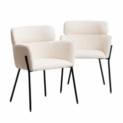 Fauteuil en tissu bouclette blanc Valentin (lot de 2)