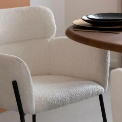 Fauteuil en tissu bouclette blanc Valentin (lot de 2)